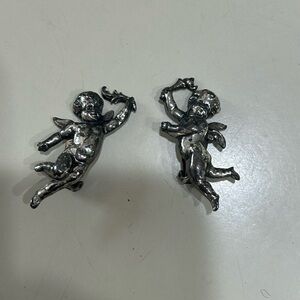 Vintage Silver Cherub Clip-on Earrings